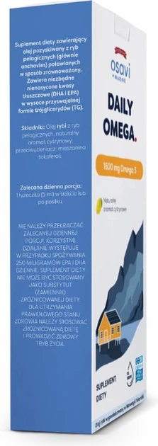 Дієтична добавка Osavi Daily Omega 1600 мг Omega 3 Лимон 250 мл (5904139922965) - зображення 3