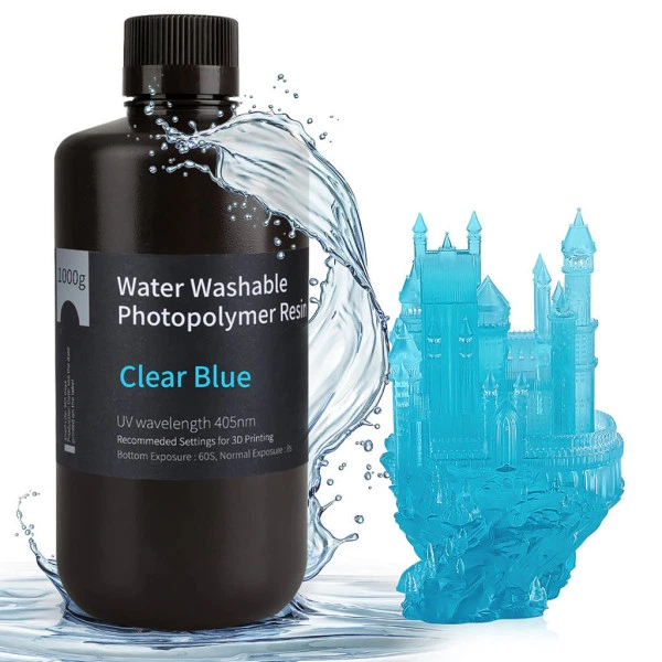 Фотополімерна смола для 3D принтера ELEGOO Water Washable Resin 1000G Clear Blue - Фото 1 Фотополімерна смола для 3D принтера ELEGOO Water Washable Resin 1000G Clear Blue - зображення 1