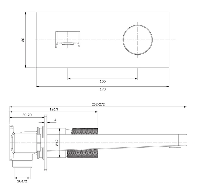 Змішувач для умивальника Omnires Contour прихованого монтажу, antracite( CT8015AT) (00139915) - зображення 4