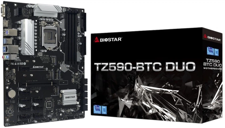 Материнская плата Biostar TZ590-BTC Duo (s1200, Intel Z590, PCI-Ex16) - Фото 2 Материнская плата Biostar TZ590-BTC Duo (s1200, Intel Z590, PCI-Ex16) - зображення 2