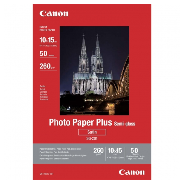 Фотопапір Canon SG-201, напівматовий, 10×15 см (4×6"), 260 г/м², 50 аркушів - Фото 1 Фотопапір Canon SG-201, напівматовий, 10×15 см (4×6"), 260 г/м², 50 аркушів - зображення 1