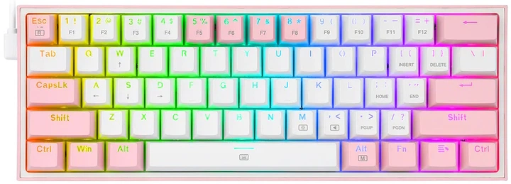 Klawiatura przewodowa Redragon K617-RGB Fizz RGB White/Pink (6950376706775) - Zdjęcie 1 Klawiatura przewodowa Redragon K617-RGB Fizz RGB White/Pink (6950376706775) - obraz 1