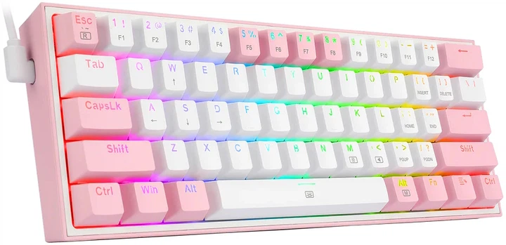 Klawiatura przewodowa Redragon K617-RGB Fizz RGB White/Pink (6950376706775) - Zdjęcie 2 Klawiatura przewodowa Redragon K617-RGB Fizz RGB White/Pink (6950376706775) - obraz 2