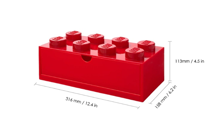 Pojemnik LEGO Klocek z szufladą 8 Czerwony (5711938032012) - obraz 4