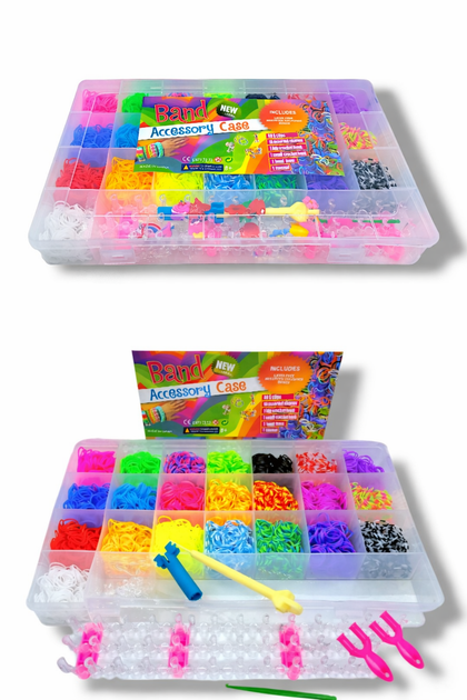 Набор для плетения браслетов Loom Bands, 6300 резинок, 22 цвета, станок и аксессуары - изображение 2