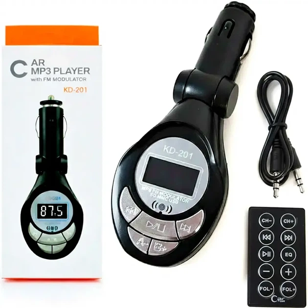 FM трансмітер з пультом MP3 плеєр USB SD TF MMC 12 В KD201 для автомобіля - зображення 8