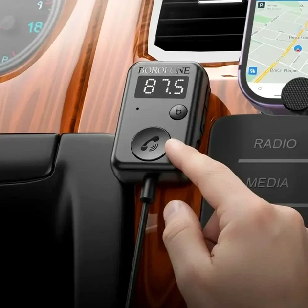 FM модулятор Borofone BC49 с Bluetooth 5.3 AUX и поддержкой microSD черный - изображение 2