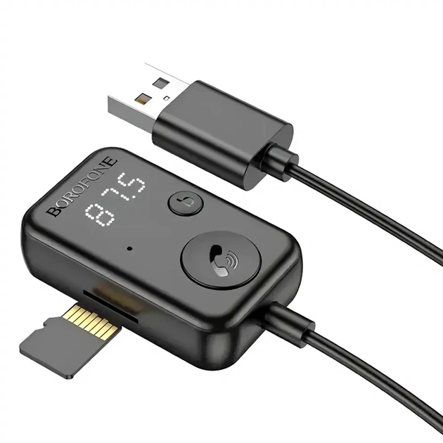FM модулятор Borofone BC49 с Bluetooth 5.3 AUX и поддержкой microSD черный - изображение 7
