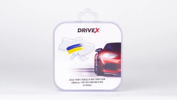 Світлодіоди в габаритні вогні. Підсвітку номера та салона DriveX Glow FAN1 S25(2) 9-48V 30W CAN 3000Lm 1157/P21/5W BAY15D d-15mm к-т. - изображение 3
