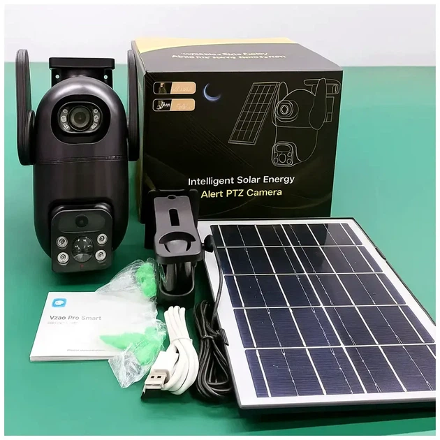 Автономна 4G PTZ камера VQ005 Solar 6 Мп із сонячною батареєю для відеоспостереження чорного кольору - зображення 8