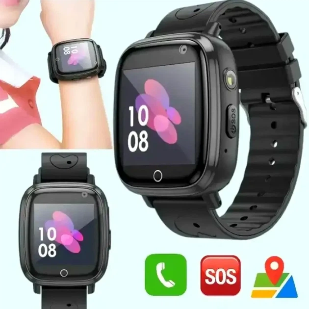 Дитячий смарт-годинник HOCO Y100 Чорний з GPS та SIM карткою 1.44 дюйми з функцією дзвінка та кнопкою SOS - зображення 2