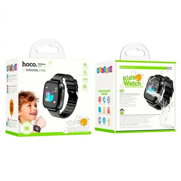 Дитячий смарт-годинник HOCO Y100 Чорний з GPS та SIM карткою 1.44 дюйми з функцією дзвінка та кнопкою SOS - зображення 6