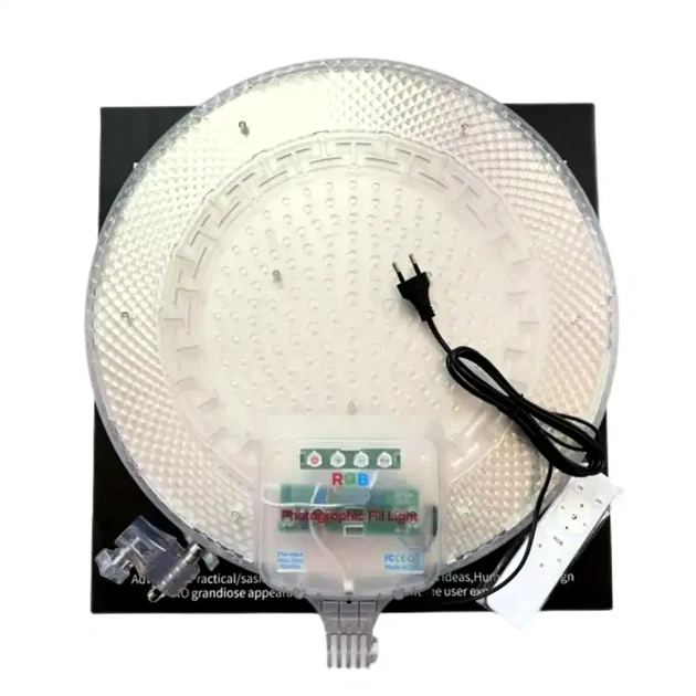 Круглая светодиодная лампа RGB LED 33 см с пультом для видеосъемки GS-330 белая - изображение 7