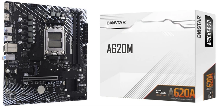 Материнська плата Biostar A620MT-E 2.0 (sAM5, AMD A620A, PCI-Ex16) - Фото 2 Материнська плата Biostar A620MT-E 2.0 (sAM5, AMD A620A, PCI-Ex16) - зображення 2