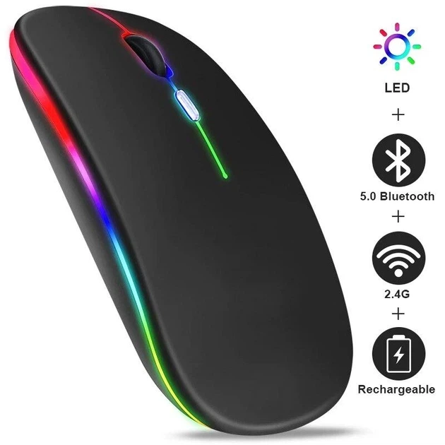Бездротова акумуляторна RGB мишка беспроводная Black, Bluetooth 5.1 WiFi 2.4 DPI 800/1200/1600, перезаряджається - зображення 7