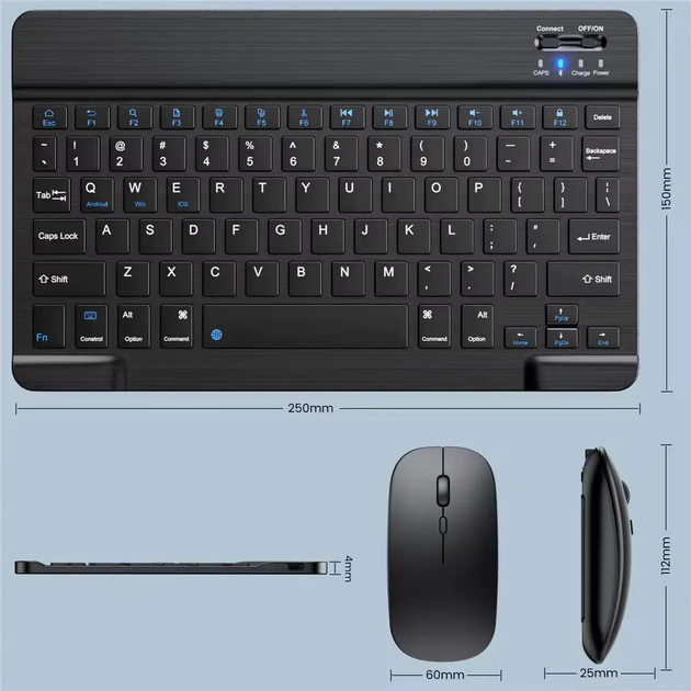 Клавіатура для планшета / Бездротова Bluetooth клавіатура з мишкою BT Combo / Набір 2в1 клавіатура + мишка - зображення 3