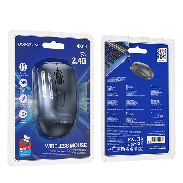 Манипулятор мышь BOROFONE BG13 Winner 2.4G business wireless mouse Black Metal Gray - изображение 2