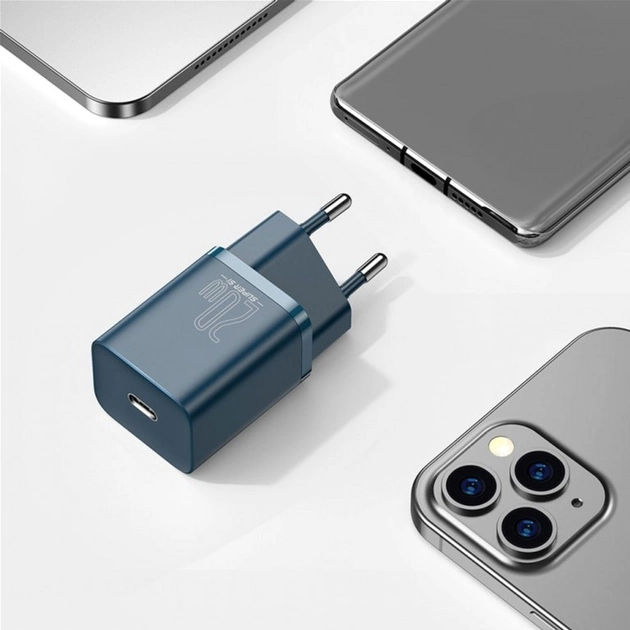 Сетевое зарядное устройство Baseus Super Si Quick Charger 1C 20W EU Blue - изображение 6
