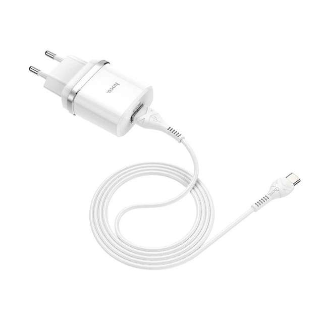 Мережевий зарядний пристрій з кабелем HOCO C12Q Smart QC3.0 charger set(Type-C) 18W White - Фото 3 Мережевий зарядний пристрій з кабелем HOCO C12Q Smart QC3.0 charger set(Type-C) 18W White - изображение 3