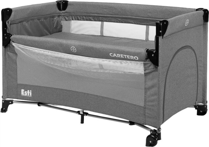 Дорожнє ліжечко Caretero Esti graphite 3в1 126 × 65 × 74 см (5908310386775) - зображення 3