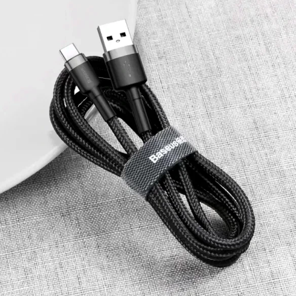 Кабель Baseus Cafule USB Type-C 2A 3м чорний для заряджання та передачі даних - зображення 5