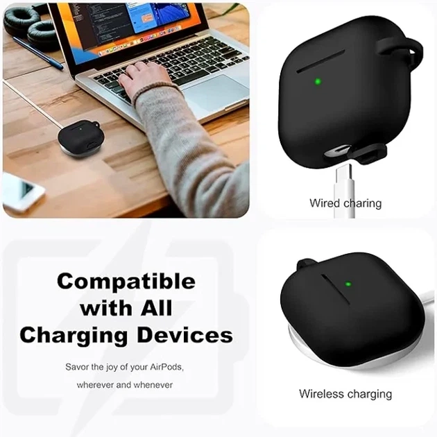 Чохол силіконовий 1.2 мм для навушників AirPods Pro 2 чорний - Фото 4 Чохол силіконовий 1.2 мм для навушників AirPods Pro 2 чорний - зображення 4