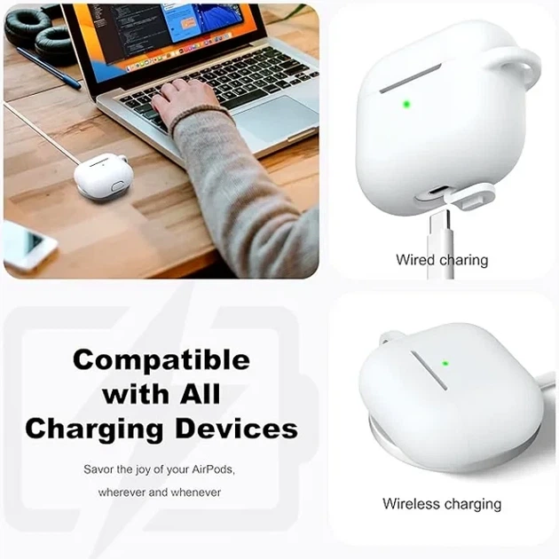 Чехол силиконовый 1,2 мм для наушников AirPods 4 белый - Фото 7 Чехол силиконовый 1,2 мм для наушников AirPods 4 белый - изображение 7