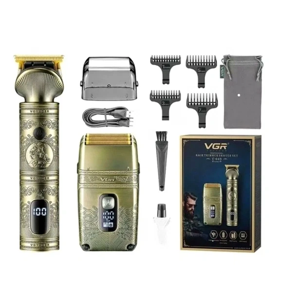 Триммер и шейвер VGR V-649 Gold 5 Вт аккумуляторный нержавеющая сталь для ухода за бородой и волосами - Фото 1 Триммер и шейвер VGR V-649 Gold 5 Вт аккумуляторный нержавеющая сталь для ухода за бородой и волосами - изображение 1
