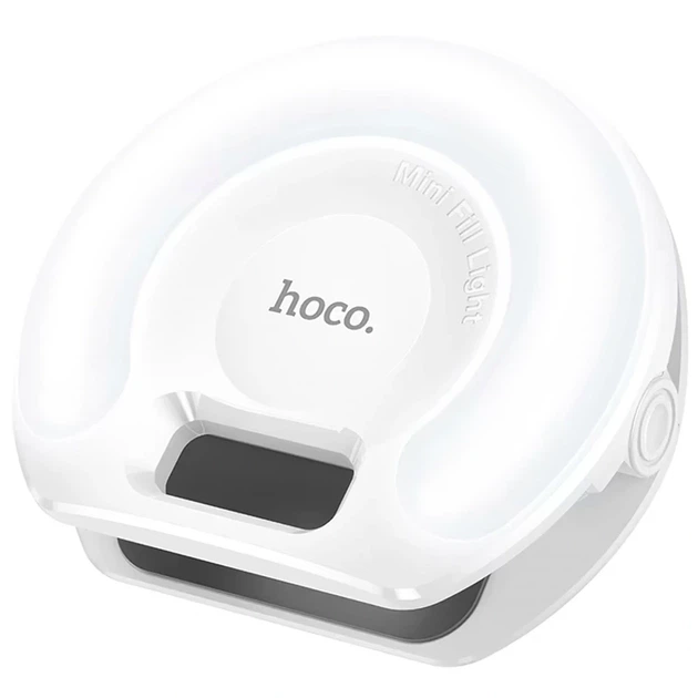 Кольцевая лампа Hoco K160 Olas 900 люмен 36 светодиодов белый цвет USB Type-C для видеозвонков и съемки - Фото 1 Кольцевая лампа Hoco K160 Olas 900 люмен 36 светодиодов белый цвет USB Type-C для видеозвонков и съемки - изображение 1