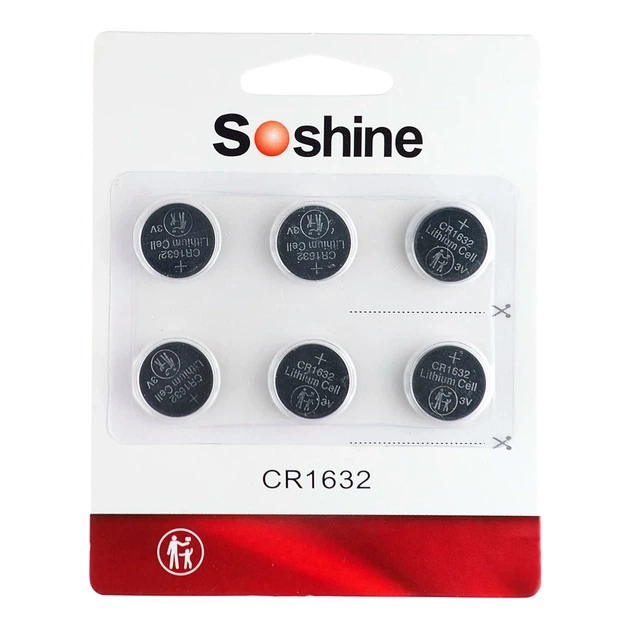 Батарейки Soshine CR1632 3V 6 шт для годинника та медичних пристроїв - Фото 1 Батарейки Soshine CR1632 3V 6 шт для годинника та медичних пристроїв - зображення 1