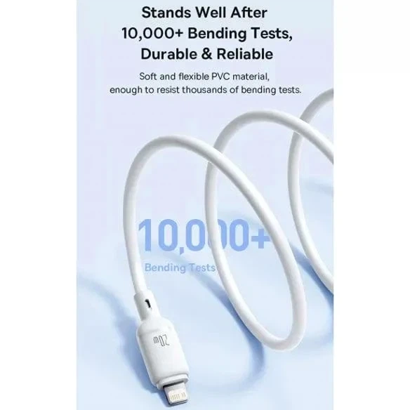 Кабель Baseus Silky Series Type-C to Lightning 20W 1м білий для швидкого заряджання та передачі даних - зображення 8