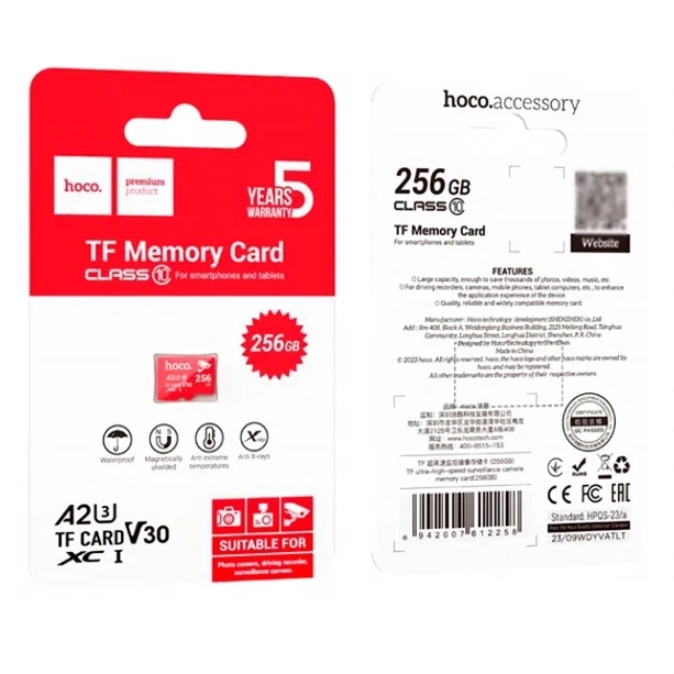 Карта памяти Hoco microSDHC 256GB класс 10 U1 для видеонаблюдения и записи видео - изображение 3