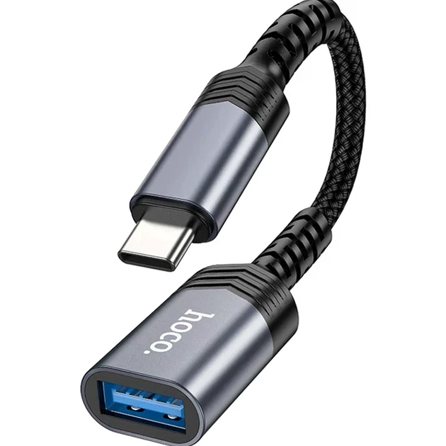 Адаптер Hoco UA24 Type-C male USB female 3.0 0.18 м металл серый для подключения устройств - изображение 4