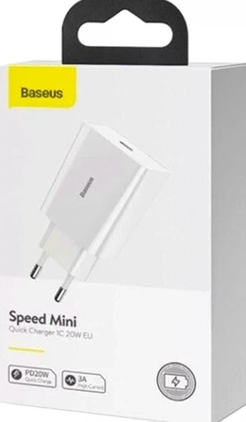 Мережевий зарядний пристрій Baseus 20W USB Type-C білий 88x43x26 мм для швидкого заряджання мобільних пристроїв. - Фото 4 Мережевий зарядний пристрій Baseus 20W USB Type-C білий 88x43x26 мм для швидкого заряджання мобільних пристроїв. - зображення 4