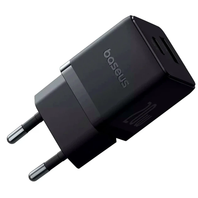 Мережевий зарядний пристрій Baseus Palm 20Вт USB Type-C USB Type-A чорний для швидкого заряджання пристроїв - зображення 3