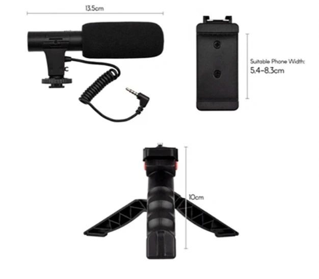 Набір Blog Station AY-49 Black мікрофон LED підсвічування трипод Bluetooth кнопка для запису відео та фото - Фото 2 Набір Blog Station AY-49 Black мікрофон LED підсвічування трипод Bluetooth кнопка для запису відео та фото - зображення 2