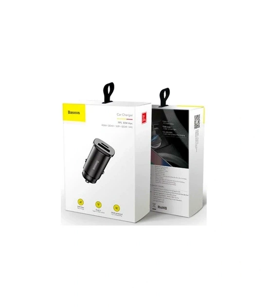 Автомобильное зарядное устройство Baseus 30W 2 USB USB Type-C Quick Charge 4.0 Черный CCALL-AS01 - изображение 2