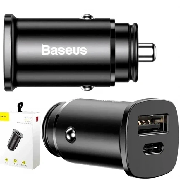 Автомобильное зарядное устройство Baseus 30W 2 USB USB Type-C Quick Charge 4.0 Черный CCALL-AS01 - изображение 3