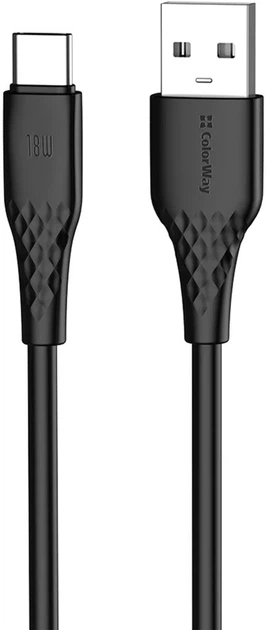 Кабель Colorway USB - Type-C (textured PVC) 3А 1м Black (CW-CBUC094-BK) - изображение 3