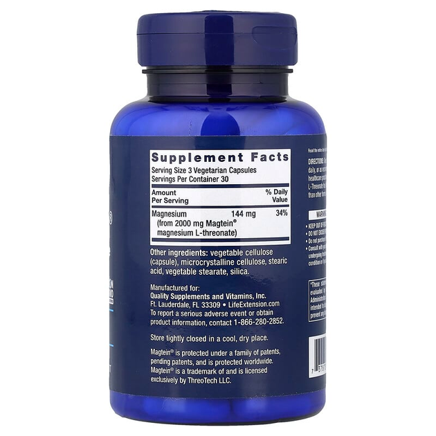 Магний L-треонат Life Extension "Neuro-Mag Magnesium L-Threonate" 144 мг (90 капсул) - изображение 2