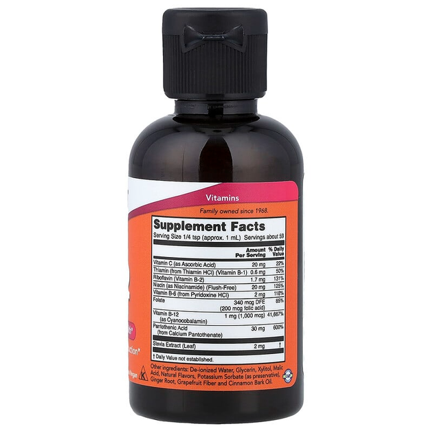 Жидкий витамин В12, NOW Foods "Liquid B-12" цианокобаламин с В-комплексом (59 мл) - изображение 2