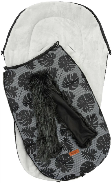 Śpiworek Sensillo Olaf z futerkiem do wózka lub sanek czarny z wzorem monstera 100 × 45 cm (5908310391960) - obraz 2