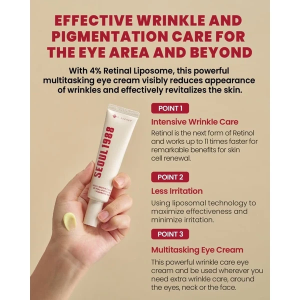 Антивозрастной крем под глаза K-Secret Seoul 1988 Eye Cream Retinal Liposome 4% + Fermented Bean с ретиналем 30 мл - изображение 5