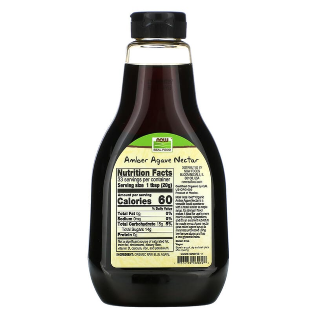 Органический нектар агавы NOW Foods, Real Food "Organic Agave Nectar" янтарный (660 г) - изображение 2