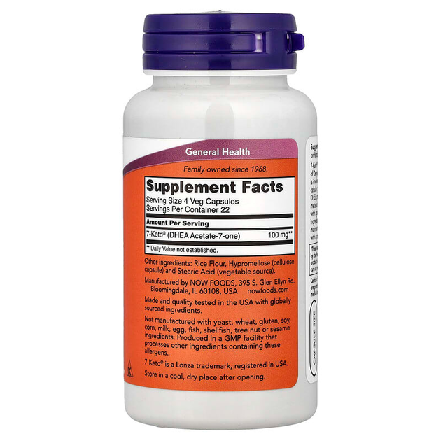 7-КЕТО - ДГЕА NOW Foods "7-KETO" для контролю ваги, 25 мг (90 вегетаріанських капсул) - Фото 2 7-КЕТО - ДГЕА NOW Foods "7-KETO" для контролю ваги, 25 мг (90 вегетаріанських капсул) - зображення 2