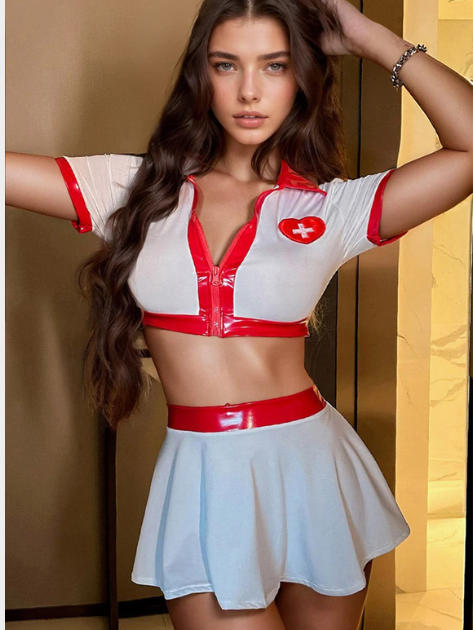 Сексуальний рольовий костюм Медсестри One Size (S-M) костюм для рольових ігор білий - зображення 2