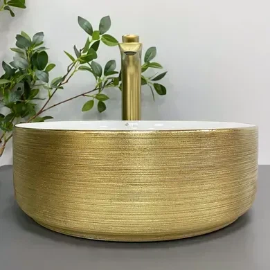 Умивальник (раковина) VBI PRATO BRUSH GOLD WHITE накладний - изображение 5