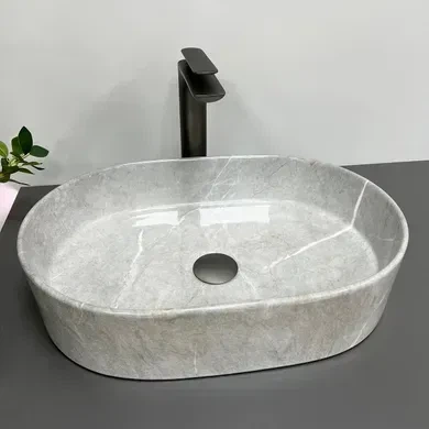 Умивальник (раковина) VBI VERONA 50 GREY STONE GLOSSY накладний - зображення 3