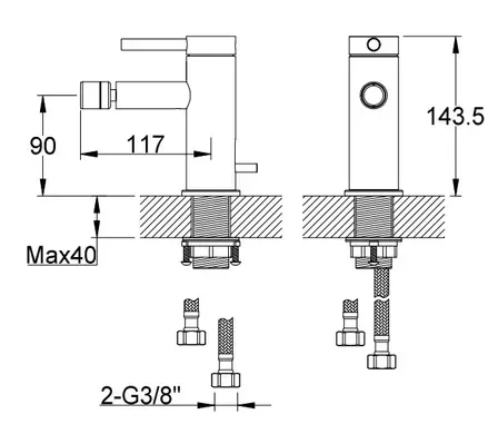 Змішувач для біде KOHLMAN AXEL GRAPHITE - изображение 2