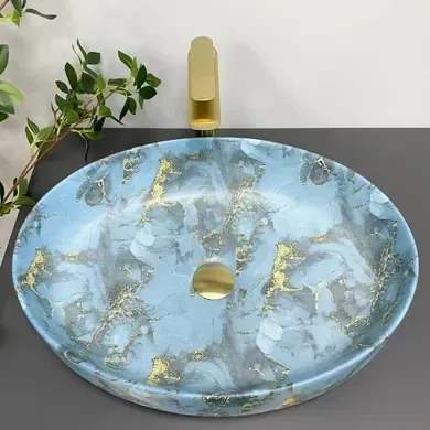 Умивальник (раковина) VBI UDINE MARBLE BLUE MATT накладний - изображение 3